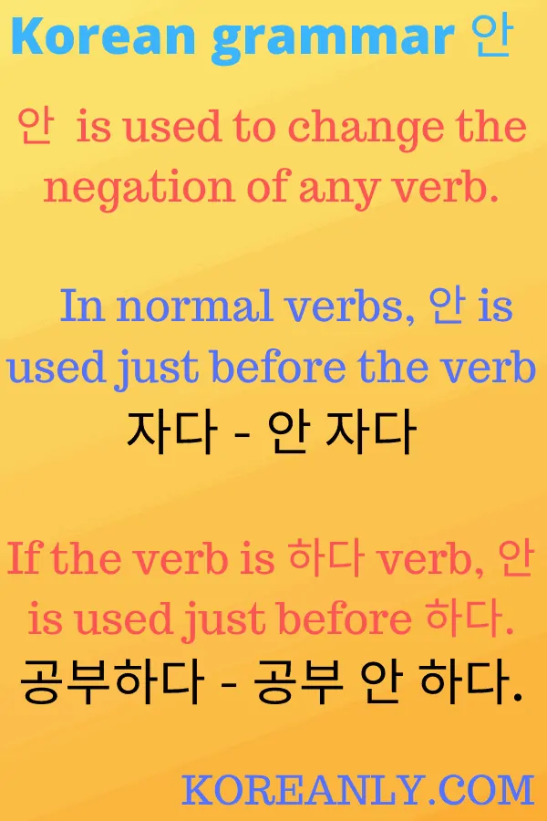 안 Korean grammar