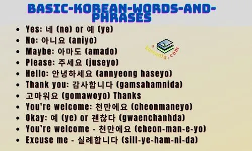 basic korean words and phrases